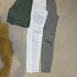 ALO Yoga and Halara Leggings - Forest Green, Pure White, Charcoal Gray